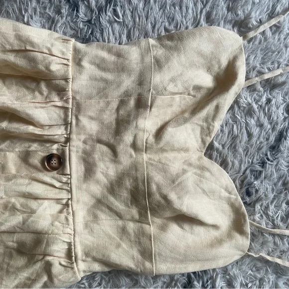 Reformation Cale Linen Midi Dress in Parmesan Size 2 - Picture 4 of 6